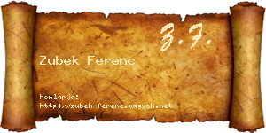Zubek Ferenc névjegykártya