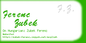 ferenc zubek business card